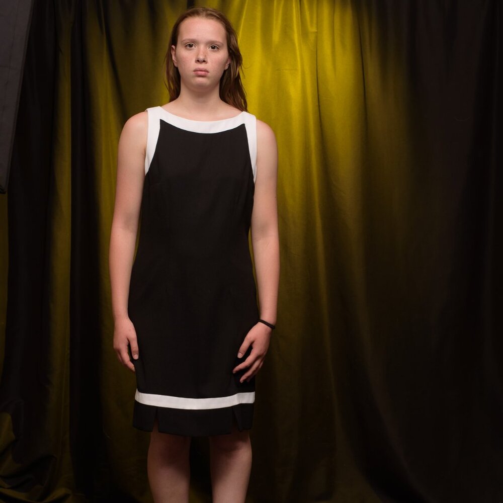 dressbarn , size 8, Black dress with white trim